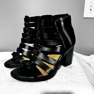 Torrid Black Strappy Heels with Zipper